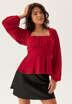 Square Neck L/S Georgette Blouse