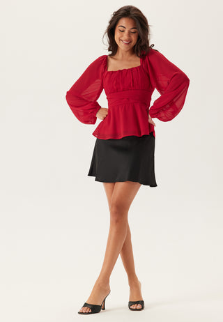 Square Neck L/S Georgette Blouse