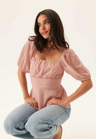 Square Neck S/S Georgette Bluse