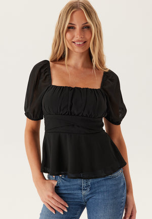 Square Neck S/S Georgette Bluse