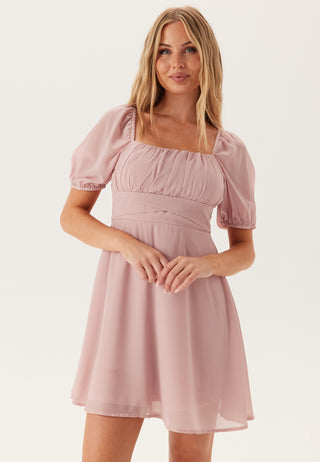 Square Neck Short Sleeve Georgette Dress