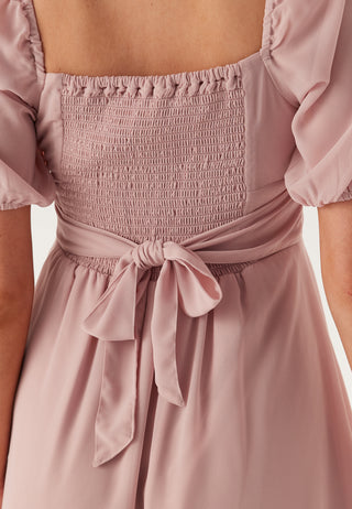Square Neck Kortermet Georgette Kjole