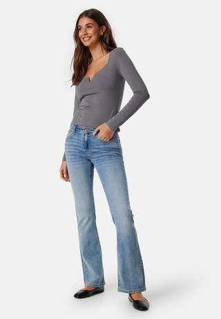 Square V-neck Long Sleeve Top