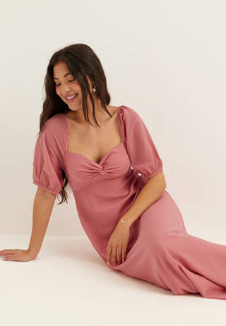 Twist Detail Short Sleeve Maxi Dress