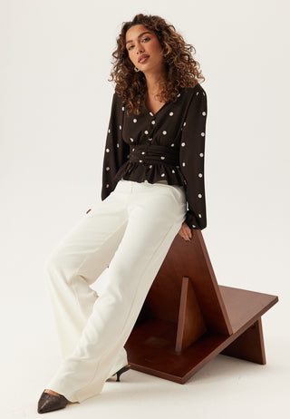 V-neck Button Blouse