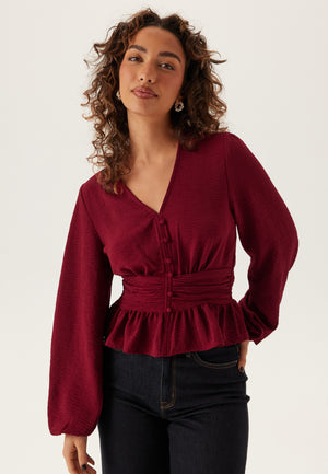 V-hals Bluse med Knapper