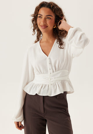V-hals Bluse med Knapper