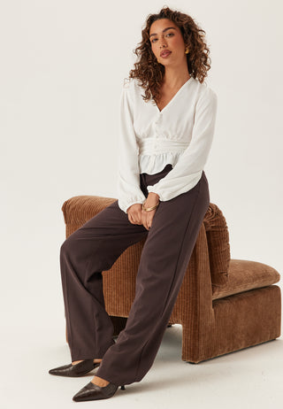 V-hals Bluse med Knapper