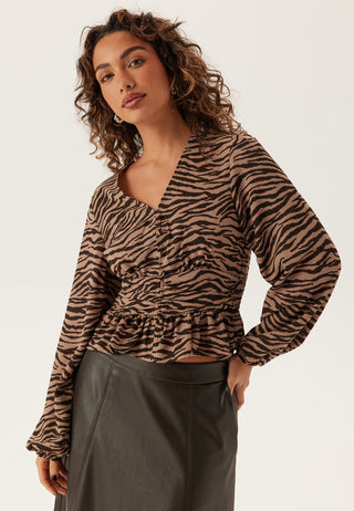 V-hals Bluse med Knapper