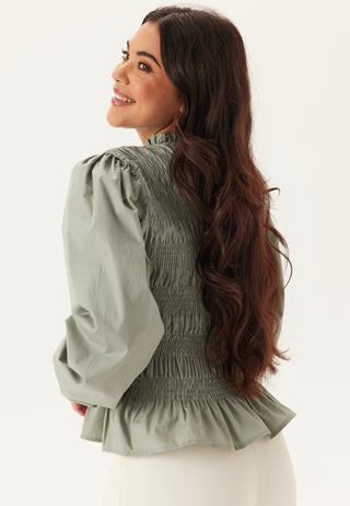 V-neck Cotton Smock Blouse