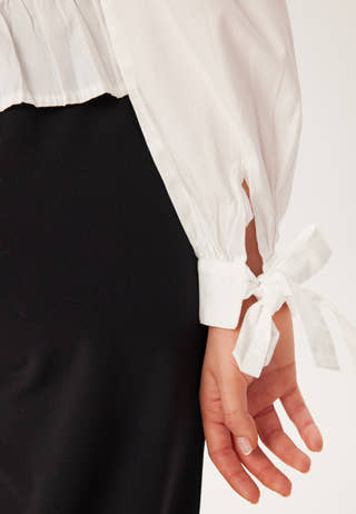 V-neck Cotton Smock Blouse