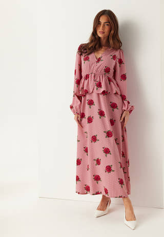 V-neck Flounce Maxi Dress