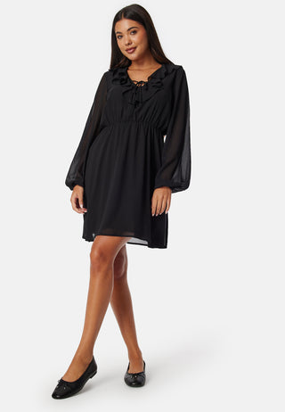 V-neck Short Frill Dress