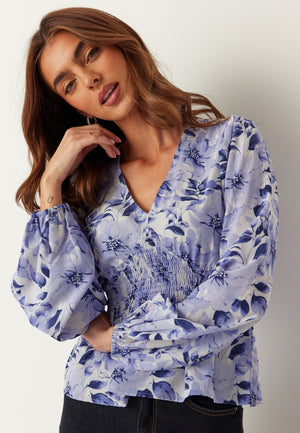 V-hals Smock Bluse