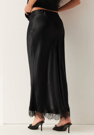 Viscose Satin Lace Skirt