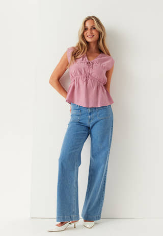 bubbleroom-viscose-tie-detail-blouse-pink_5