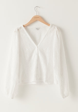 Bluse med voluminøse ermer og knapper