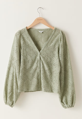 Bluse med voluminøse ermer og knapper