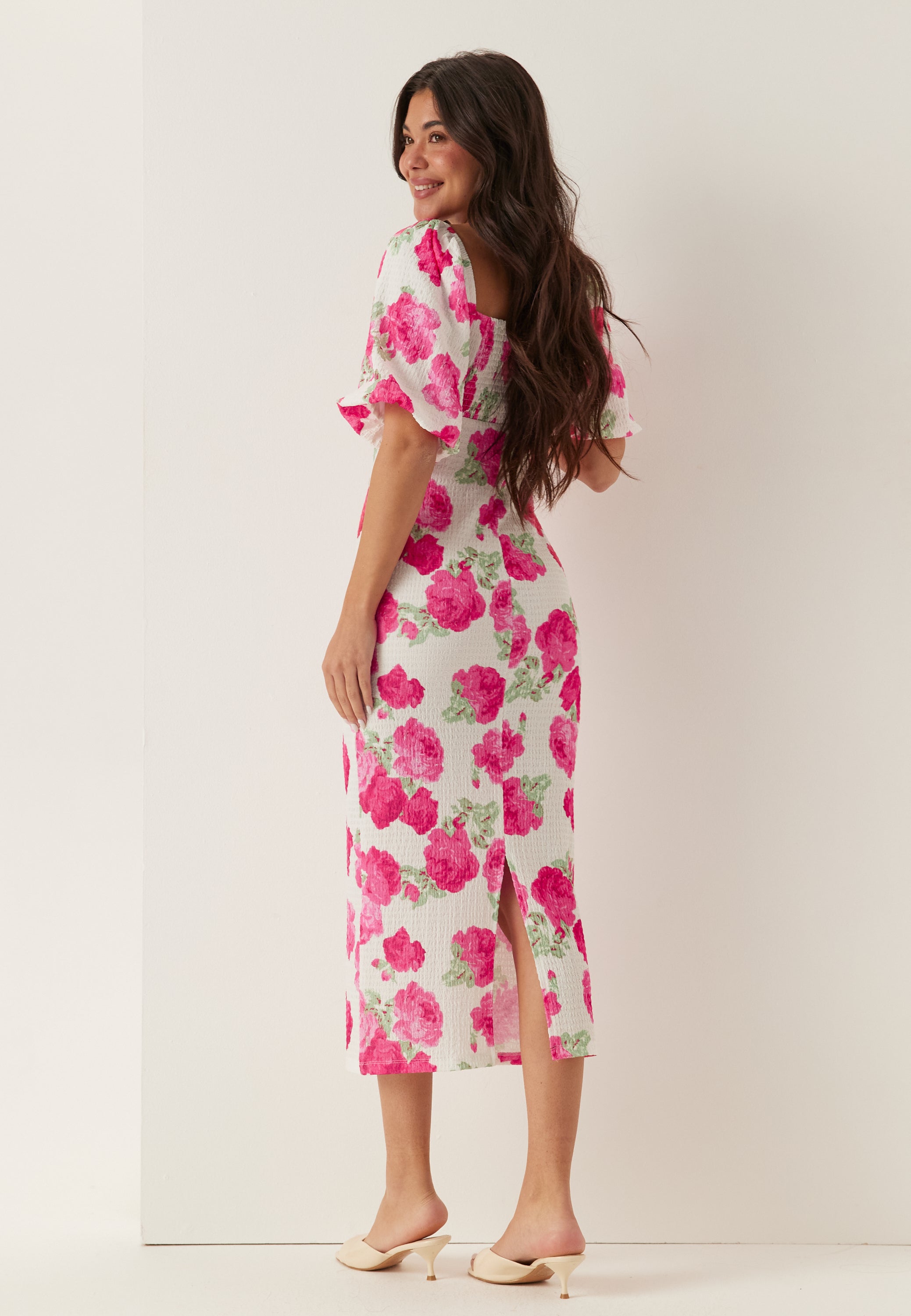 Volume Sleeve Midi Dress