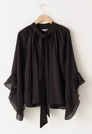 Wide Sleeve Bow Blouse