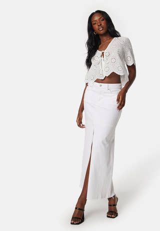 Denim Slit Midi Skirt