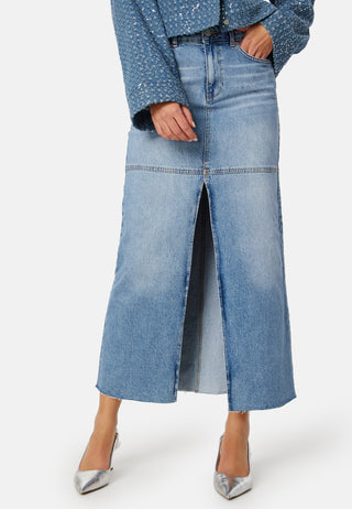 Denim Slit Midi Skirt