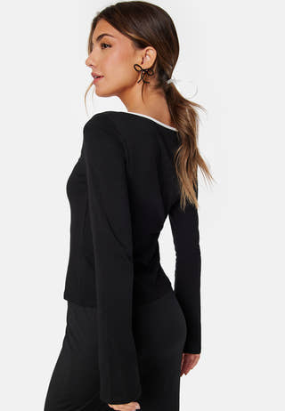 Square Neck Contrast L/S Top