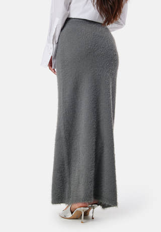 Fluffy Knitted Maxi Skirt