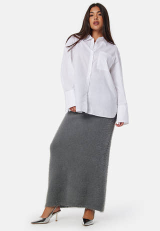 Fluffy Knitted Maxi Skirt