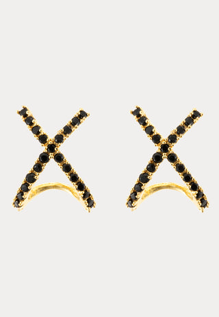 Cross Earring, Black Gold