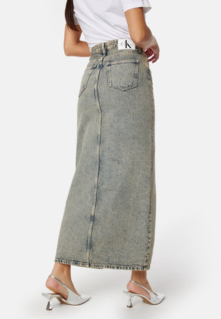 Front Split Maxi Denim Skirt