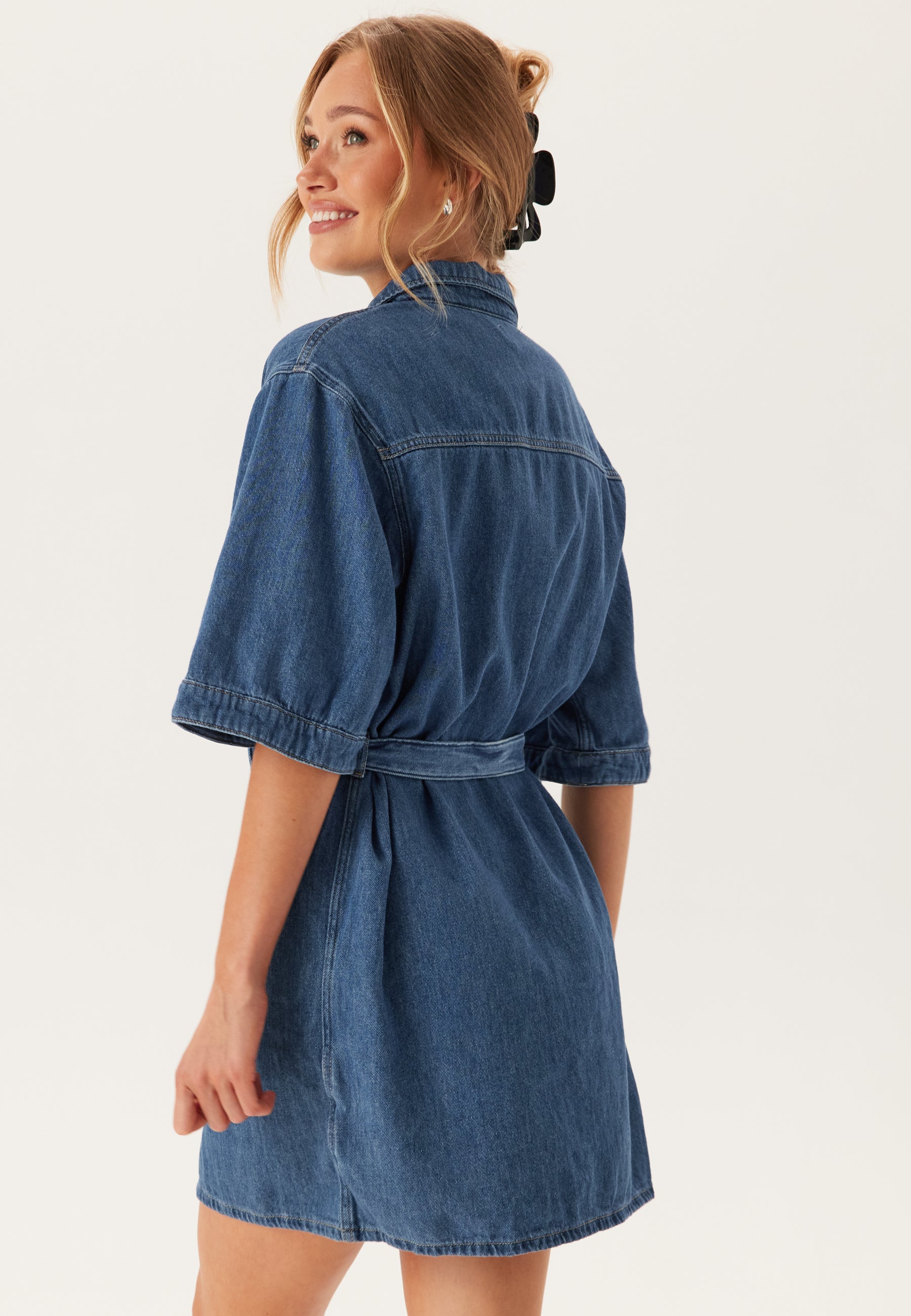 Calvin klein jeans – Linen Boxy Belted Shirt Dress – campaign-outlet – Blue