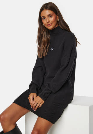 Woven Label Loose Sweater Dress