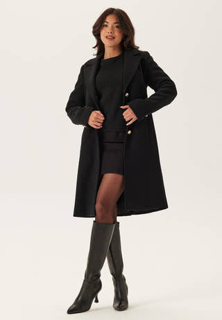 Fur Collar Wool Blend Coat