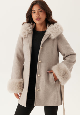 Hooded Wool Blend Coat