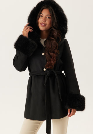 Hooded Wool Blend Coat