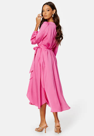 Marilyn Satin Wrap Midi Dress