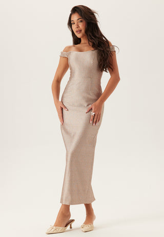 Mindy Bardot Ruffle Midi Dress