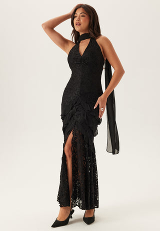 Tommy Halter Neck Lace Maxi Dress