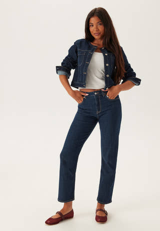 Cropped Straight Stretch Jeans