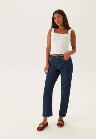 Cropped Straight Stretch Jeans