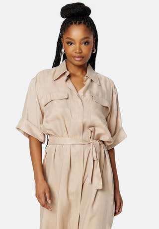 Flap Pocket Shirt Dress