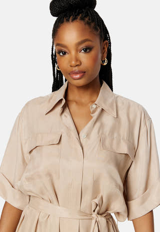 Flap Pocket Shirt Dress