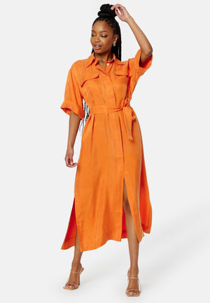 Flap Pocket Shirt Dress