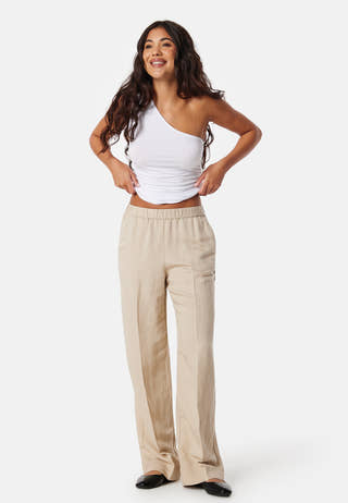 Linen Blend Pull On Pants