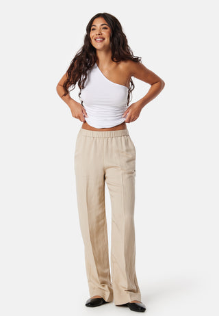 Linen Blend Pull On Pants