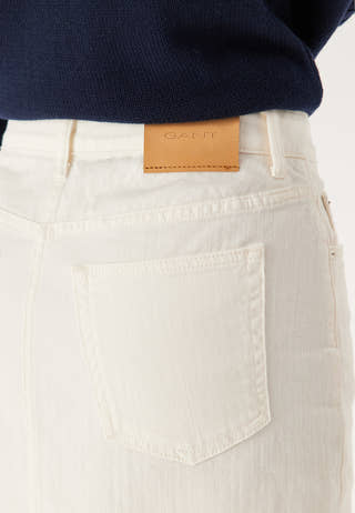 Midi White Denim Skirt