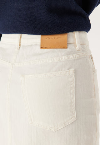 Midi White Denim Skirt
