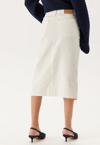 Midi White Denim Skirt