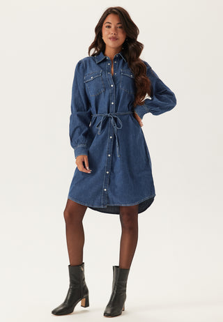 Puff Sleeve Denim Dress